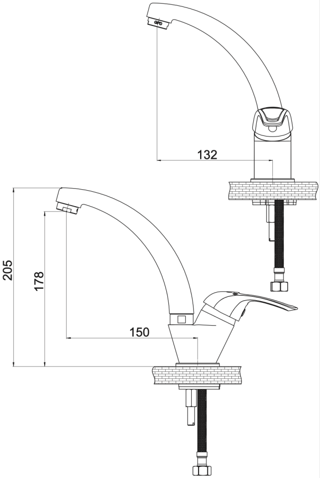 GPD ADRİO TEK GÖVDE LAVABO BATARYASI SİYAH