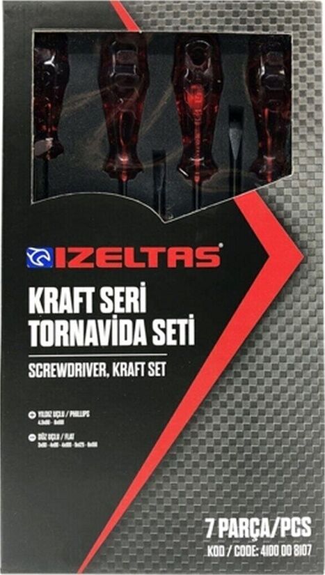 İzeltaş 4100 Kraft Seri Tornavida Seti 7 Parça - 4100008107