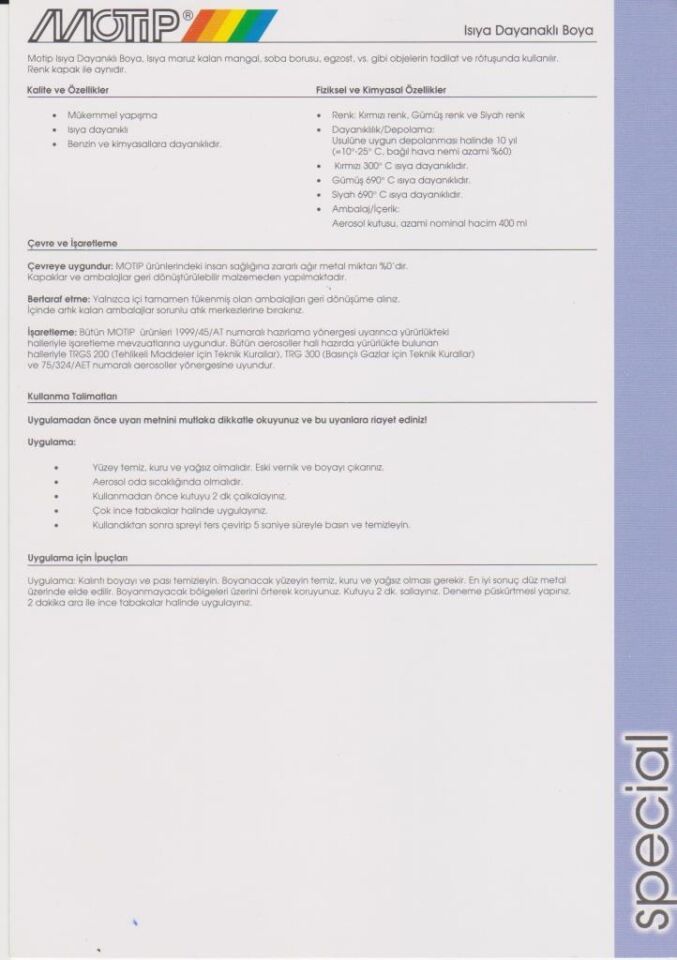 MOTİP ISIYA DAYANIKLI SPREY BOYA GÜMÜŞ 400 ML 690 DRC