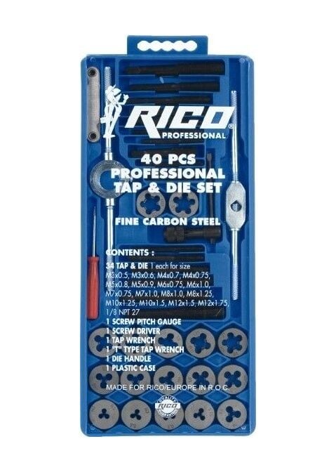 Rico 005-RC3240 40 Parça Klavuz Pafta Seti Metrik Set Kılavuz Pafta