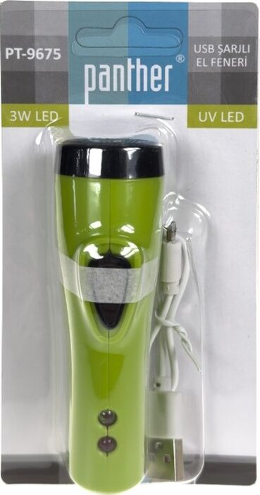 PANTHER USB ŞARJZLI EL FENERİ PT-9675