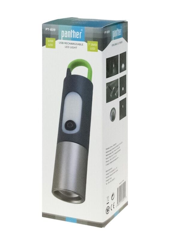 Panther Pt-839 Usb Şarjlı El Feneri Siyah