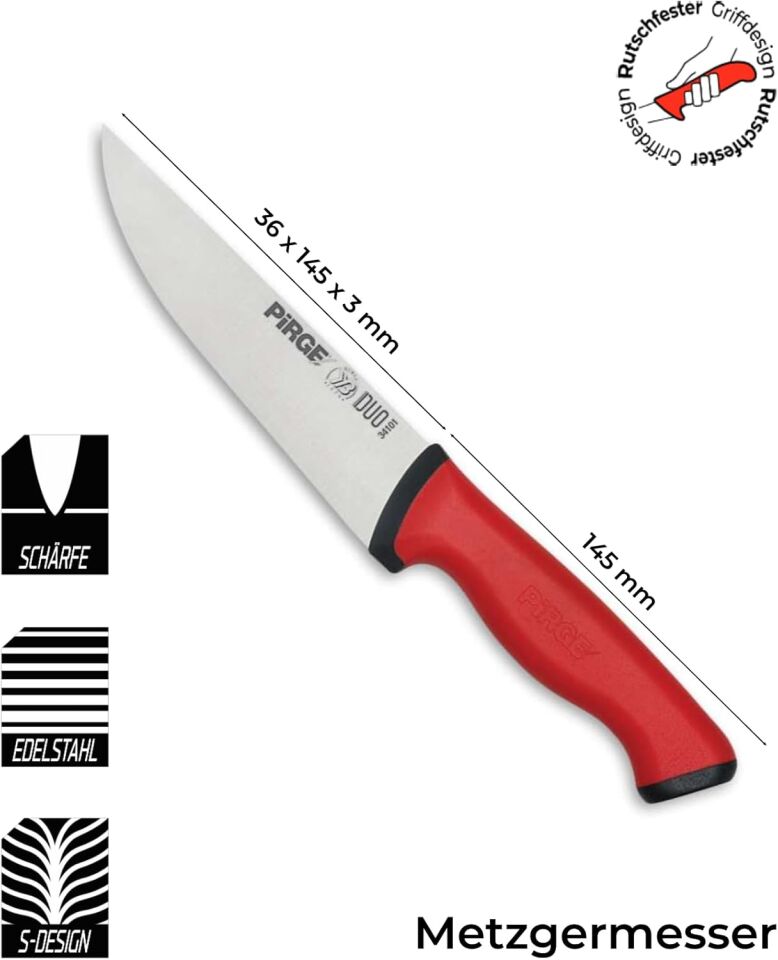 Pirge Kasap Et Bıçağı Duo 1 No 34101 14,5cm Kırmızı