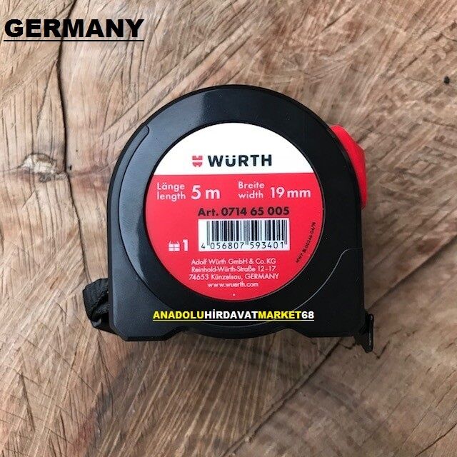 Würth 5 Metre Çelik Şerit Metre Ölçü Metresi 5x19 MM Germany