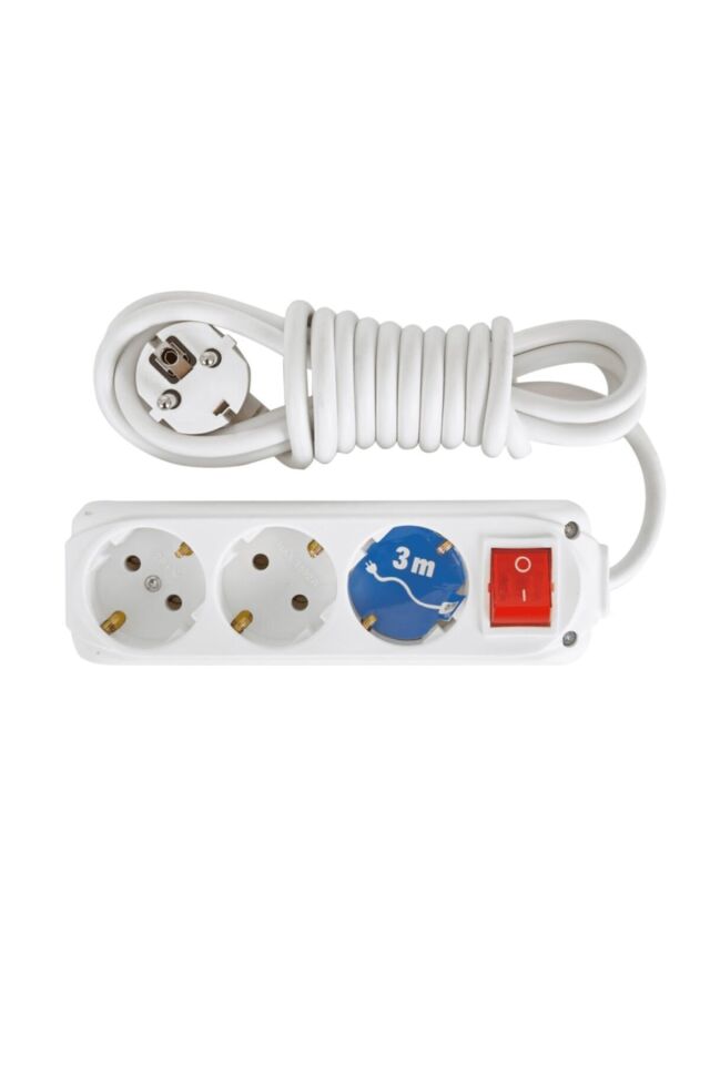 Almera 3'lü Anahtarlı Topraklı Priz 3mt