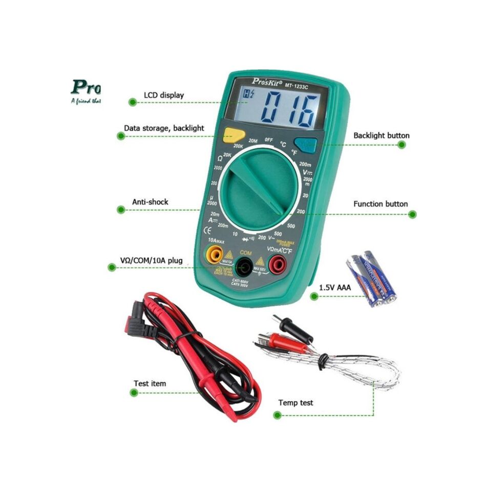 Proskit MT - 1233C Dijital Multimetre Ölçü Aleti
