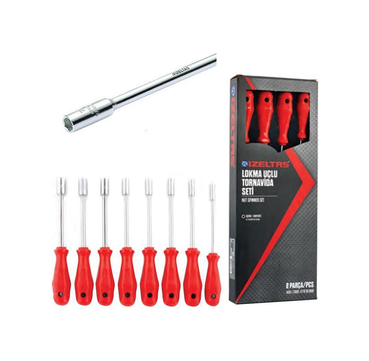 İzeltaş Lokma Uçlu Tornavida Seti 8 Parça 6-7-8-9-10-11-12-13 Mm