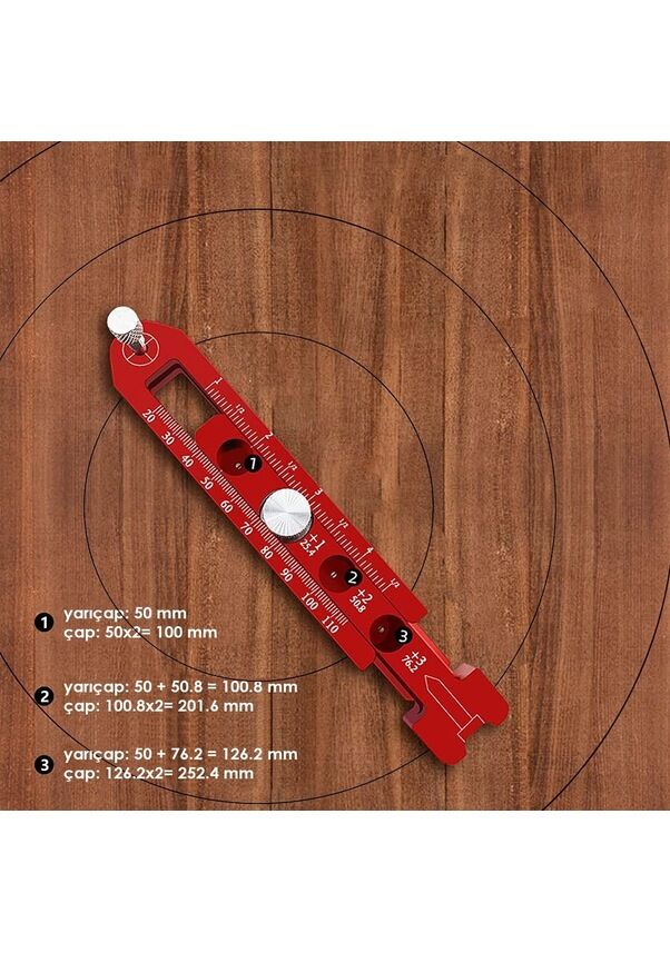Rox Wood 0165 Ahşap Için Alüminyum Dairesel Işaretleme Cetveli