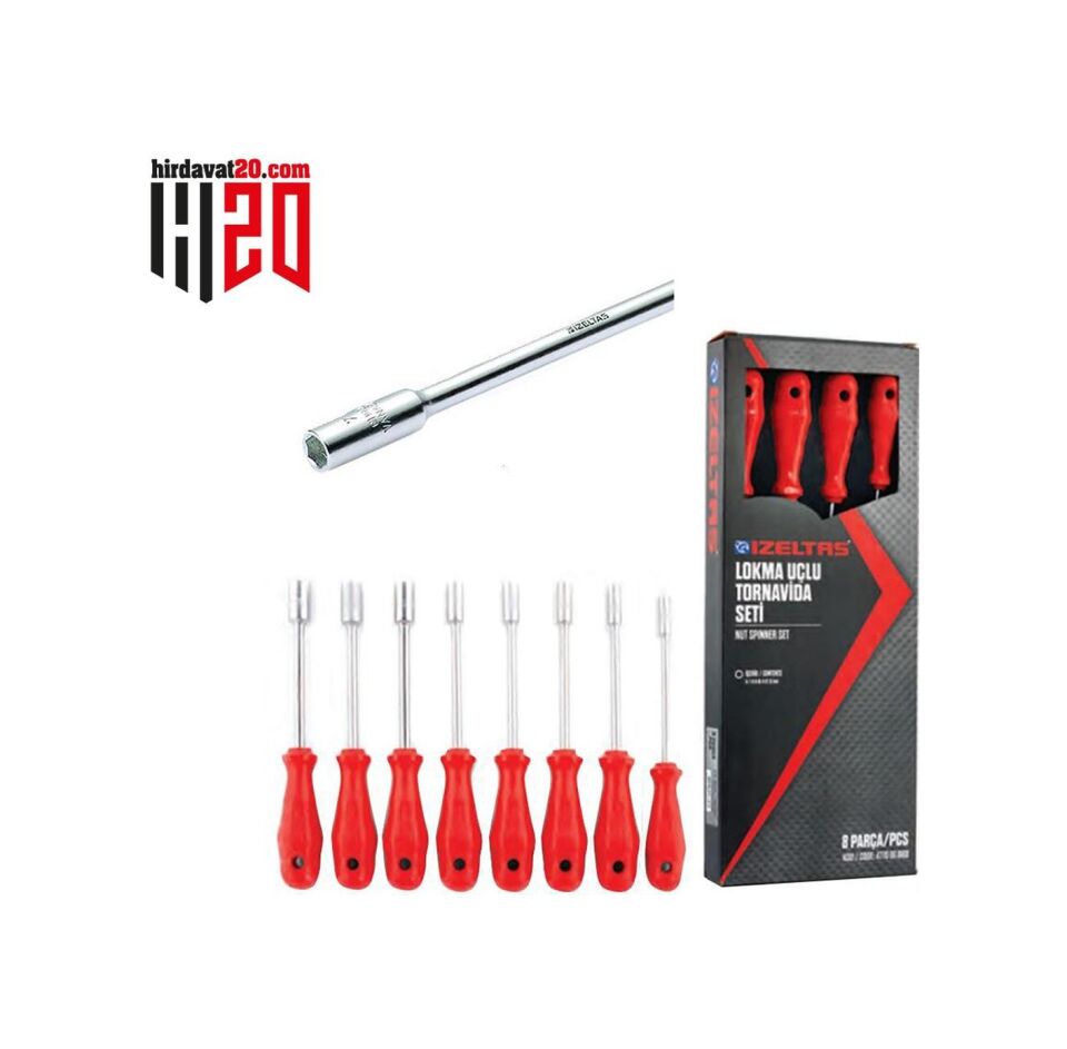İzeltaş Lokma Uçlu Tornavida Seti 8 Parça 6-7-8-9-10-11-12-13 Mm