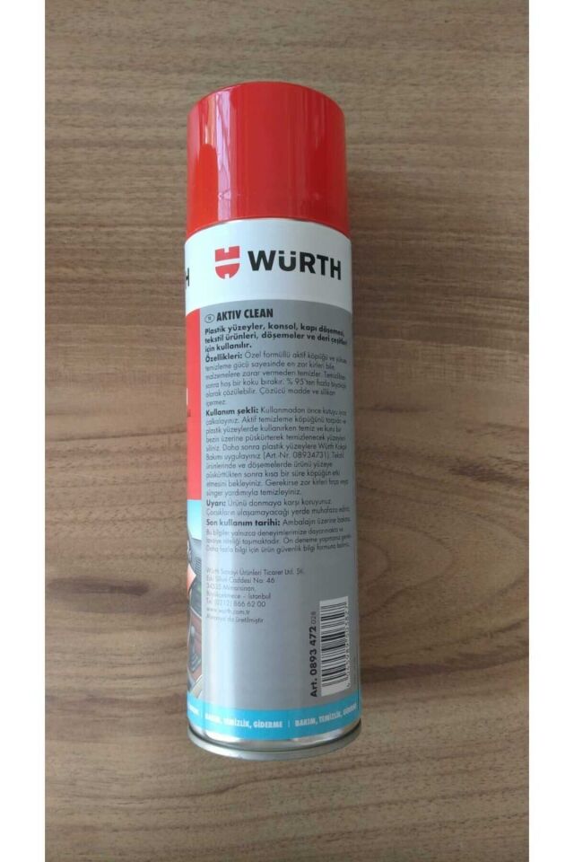 Würth Activ Clean Araç Içi Aktif Temizleme Köpüğü 500 ml