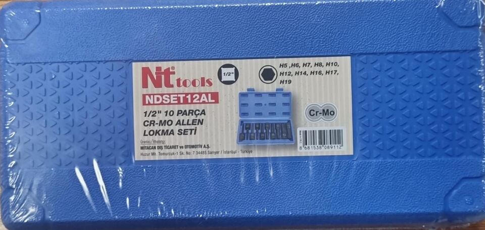 Nt Tools NDSET12AL 1/2'' CR-MO Allen Lokma Seti 10 Parça