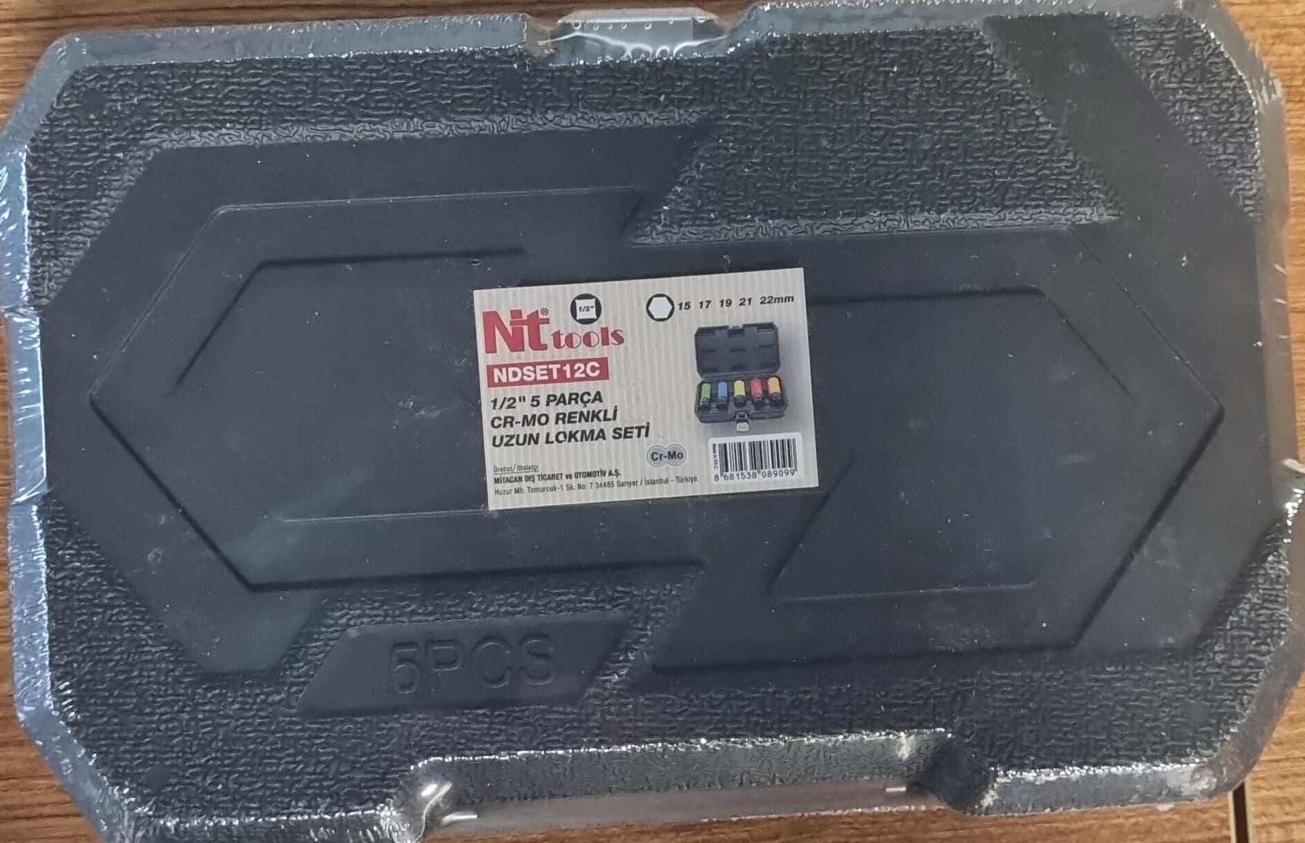 Nt Tools NDSET12C 1/2'' CR-MO Renkli Uzun Lokma Seti 5 Parça (15-22 mm)