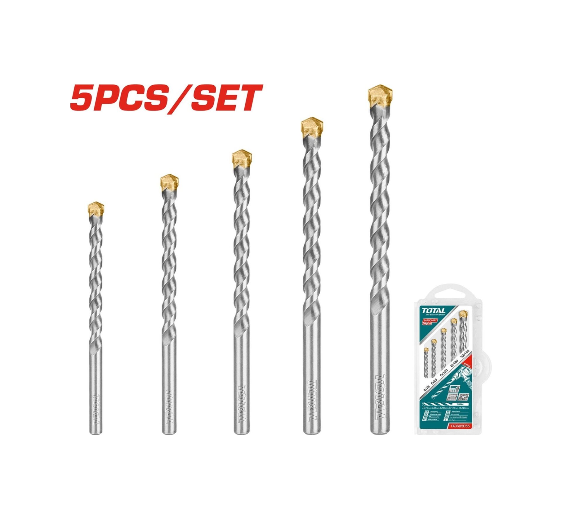 TOTAL MATKAP UÇ SETİ 5 PARÇA TACSD5055