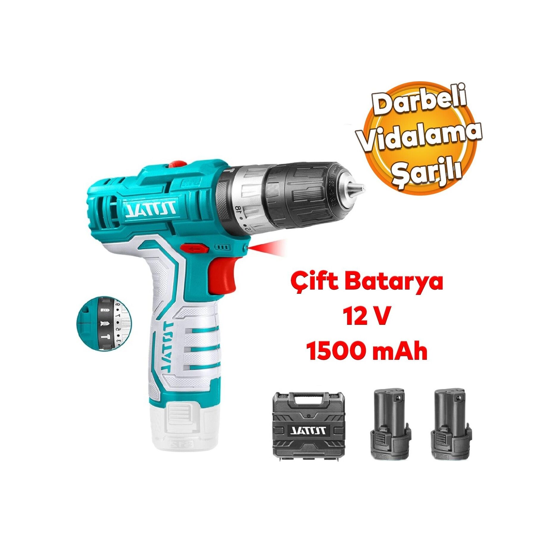 TOTAL AKÜLÜ DARBELİ VİDALAMA MATKAP 12 V TIDLI1232E