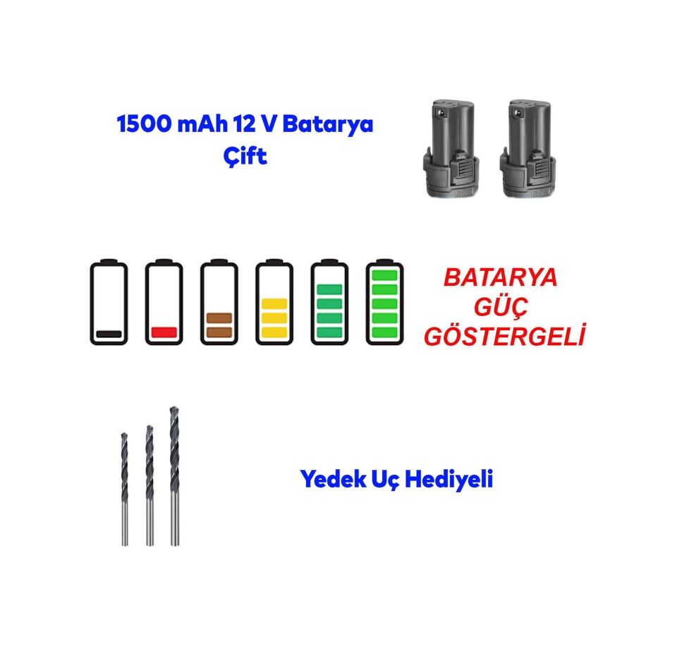 TOTAL AKÜLÜ DARBELİ VİDALAMA MATKAP 12 V TIDLI1232E