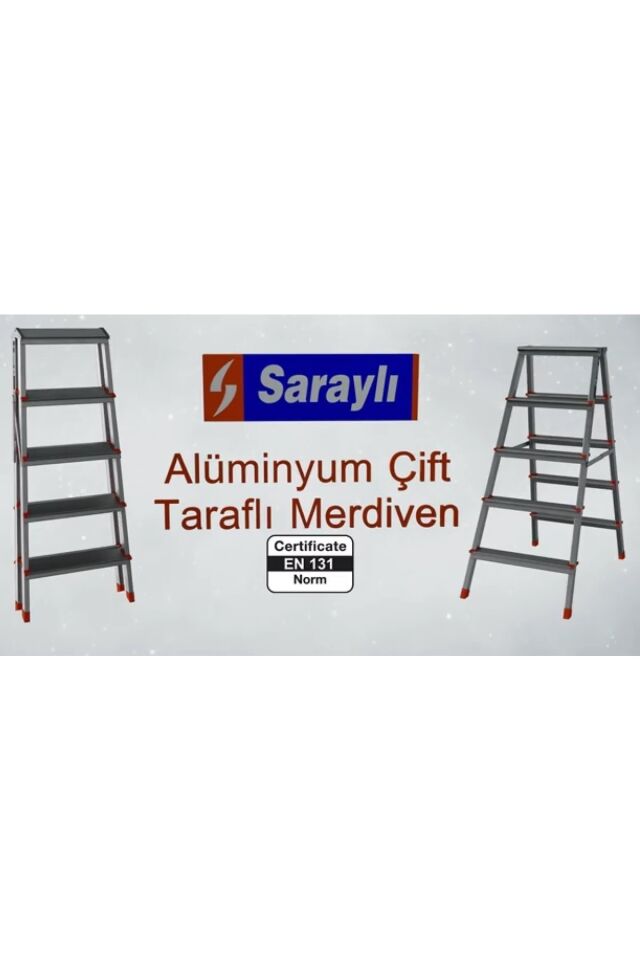 Saraylı Xxx Paslanmaz Alüminyum Çift Çıkışlı Çift Taraflı Seyyar Merdiven 4 4 Basamaklı