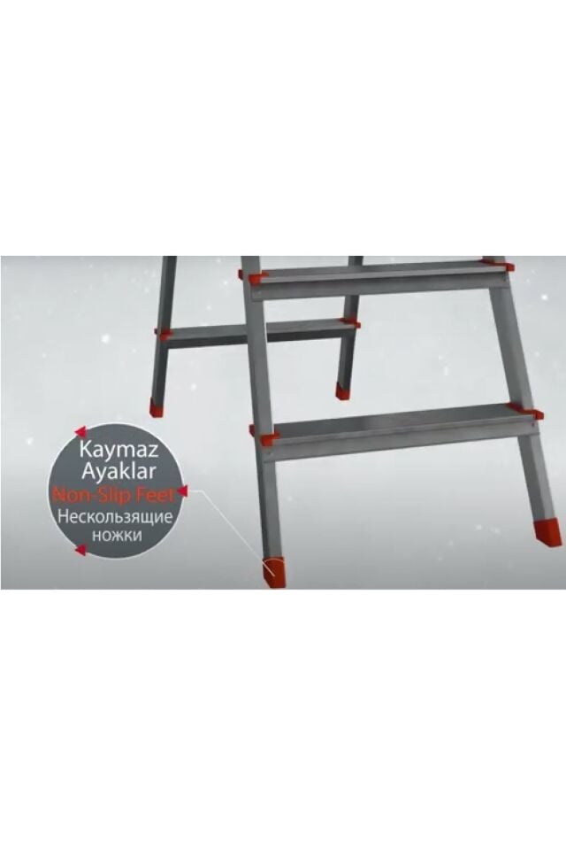 Saraylı Xxx Paslanmaz Alüminyum Çift Çıkışlı Çift Taraflı Seyyar Merdiven 4 4 Basamaklı