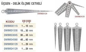 DW ÜÇGEN DELİK ÖLÇME CETVELİ 45-60 MM