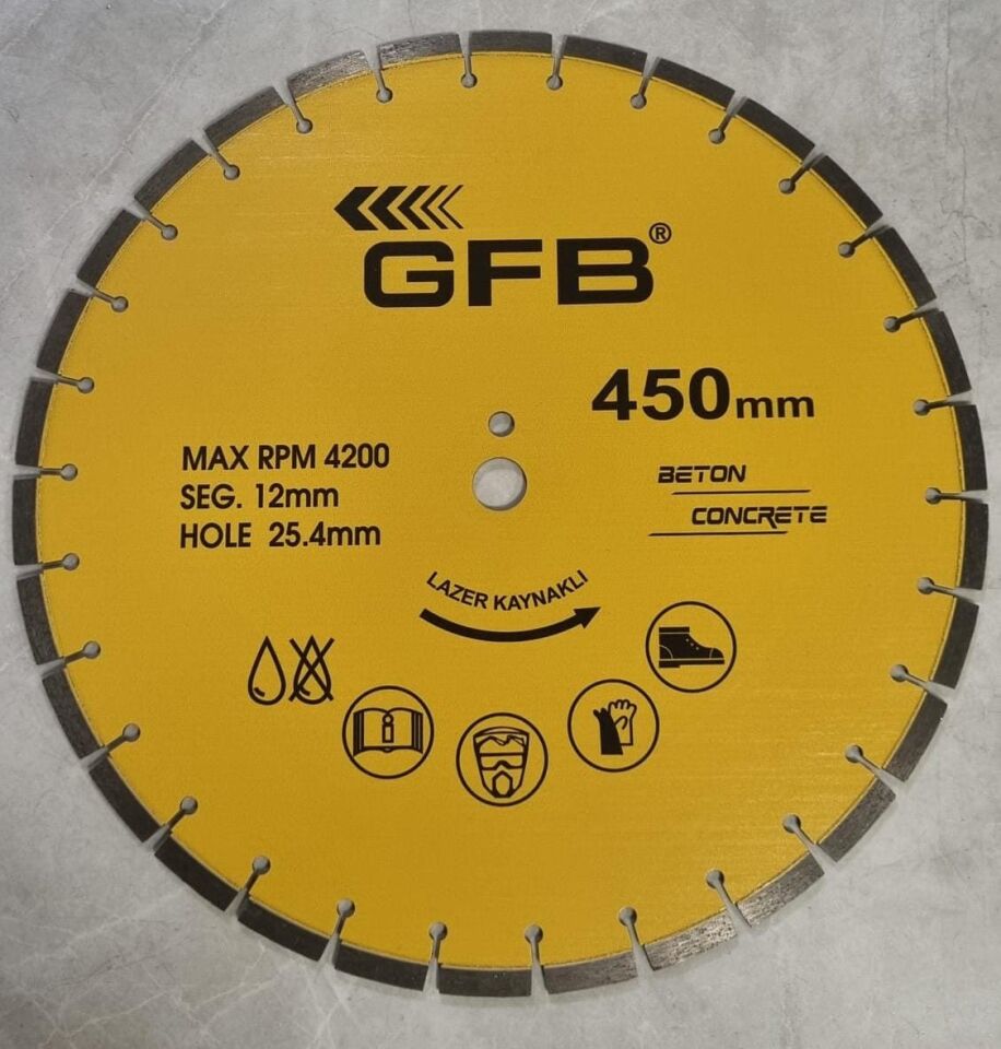GFB 2371 Elmas Testere Beton Kesme Diski 450 mm Profesyonel Kesim Diski