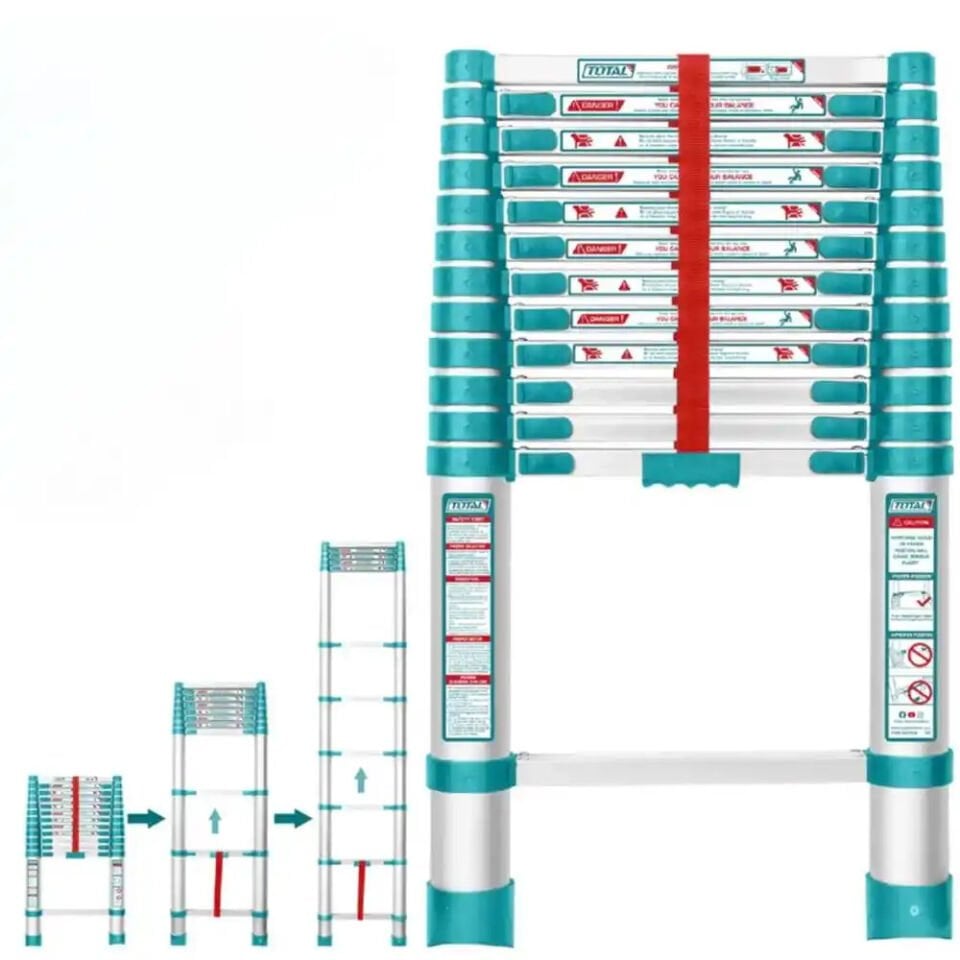 TOTAL Alüminyum Teleskopik 12 Basamak Merdiven THLAD08121