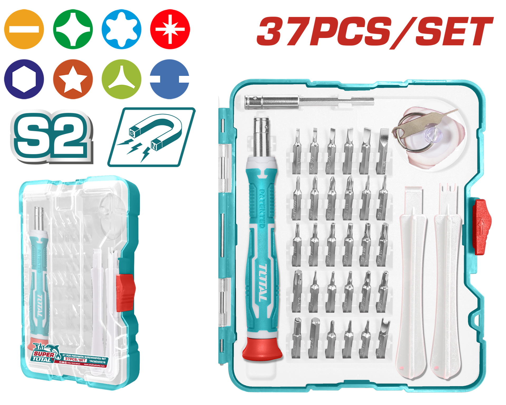 TOTAL TACSD30376 37 Parça Bits Tornavida Seti