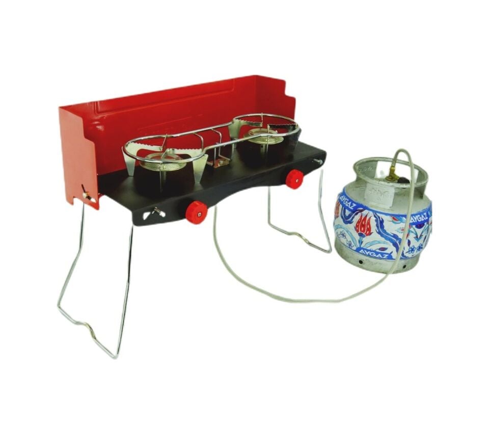 Orcamp K629 İkili Ocağıı Katlanabilir Ocak Çantalı Kırmızı