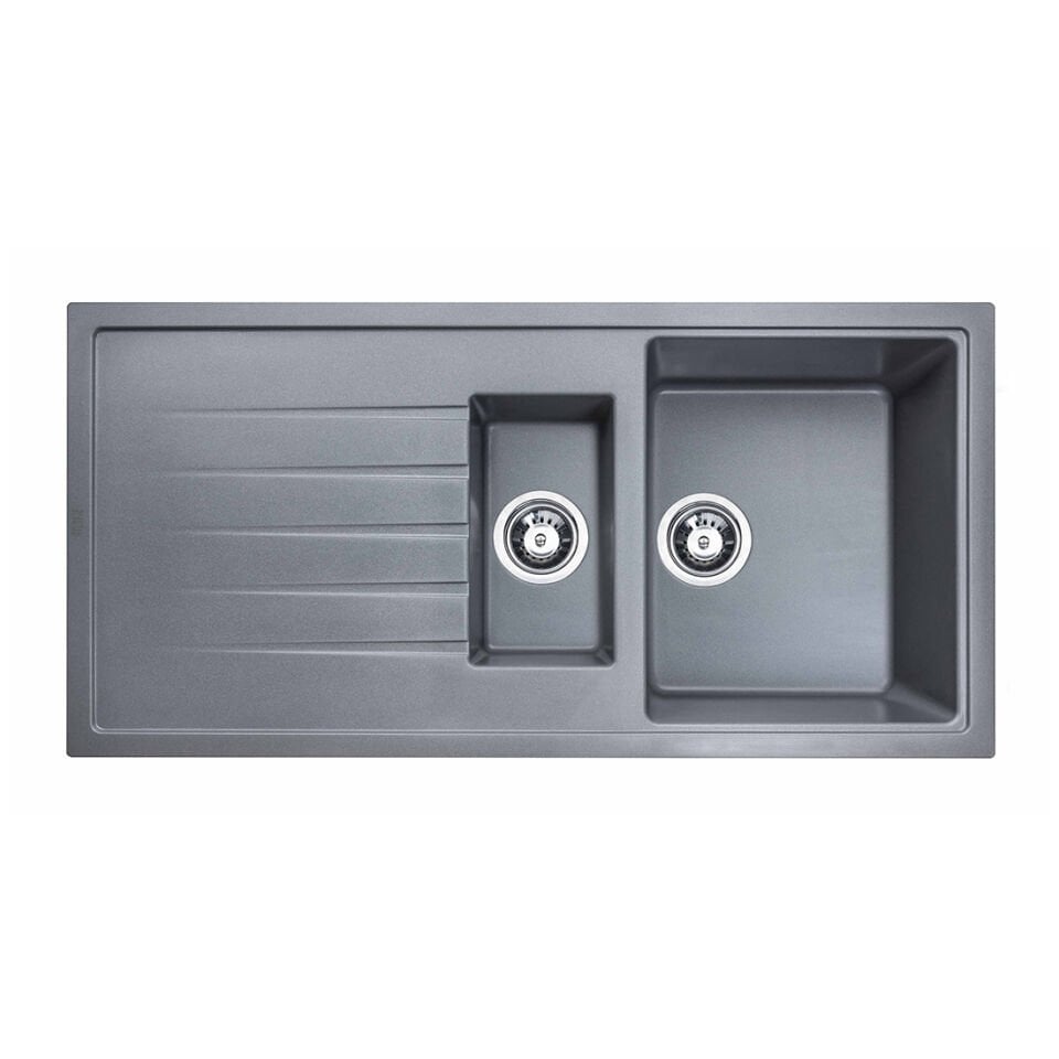 Atlante Granit Eviye 1,5 Gözlü Damlalıklı Antrasit 285600 | 50x100 Granit Mutfak Evyesi