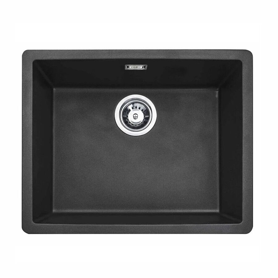 Atlante Tek Gözlü Alttan Yapıştırma Siyah Granit Eviye 55x44.5 Cm