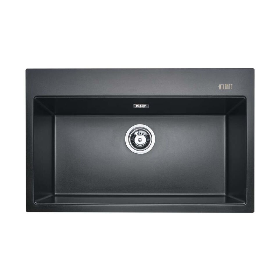 Atlante Granit Eviye Tekli Alttan Yapıştırma Siyah 285607 | Premium ve Dayanıklı Granit Evyesi