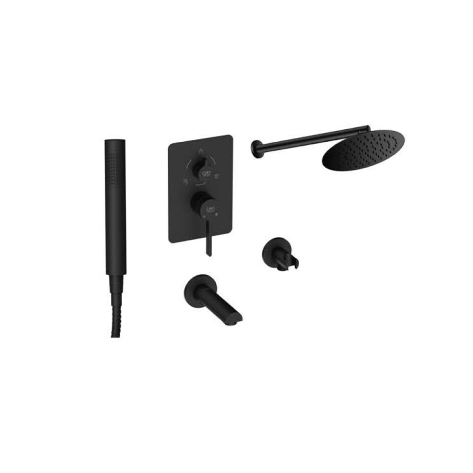 GPD Gildo Ankastre Duş Seti Çevirmeli Siyah BNS07-S