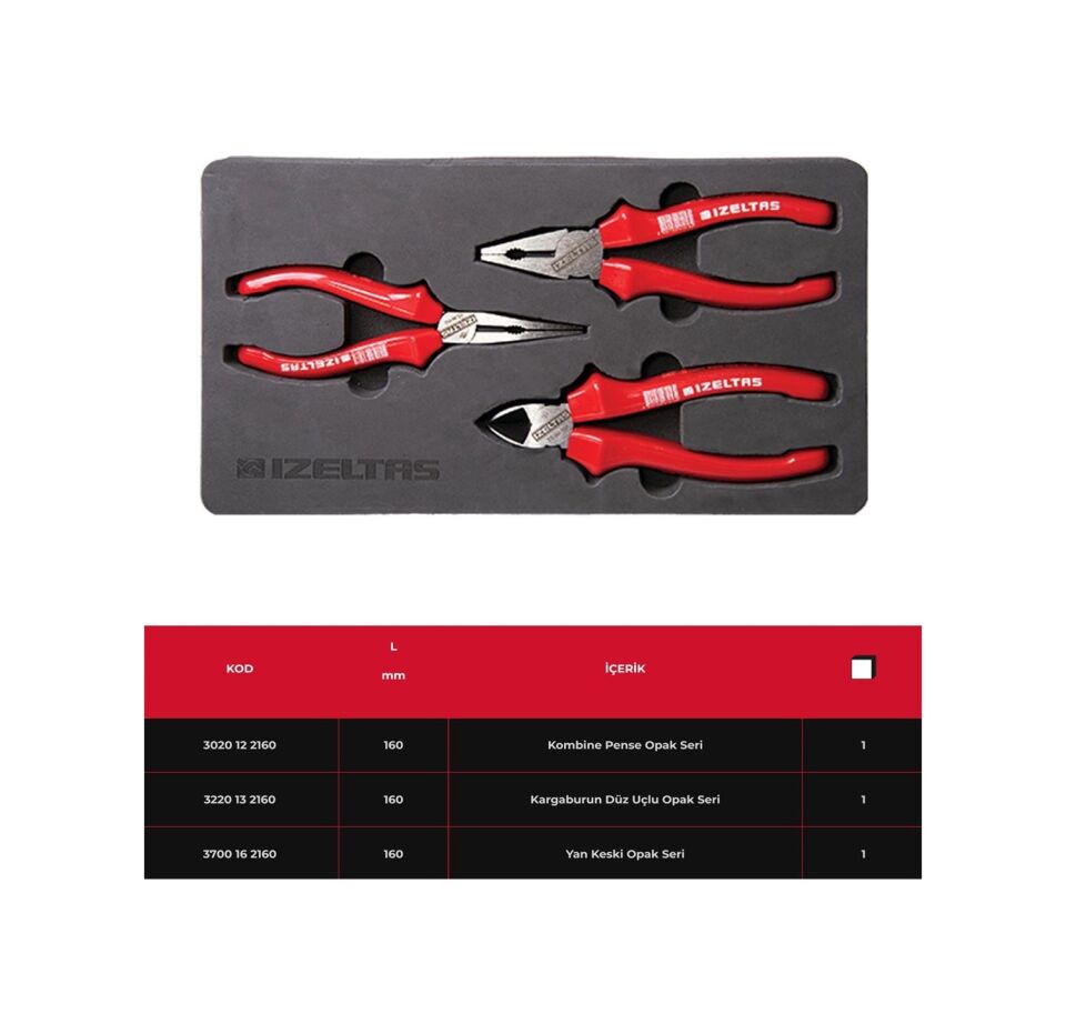 İZELTAŞ PENSE OPAK SETİ 3 PARÇA