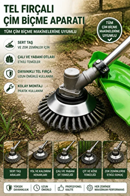 Tırpan Köşe Temizleme Tel Fırça 8'' TA013 – Çelik Telli Tırpan Başlığı