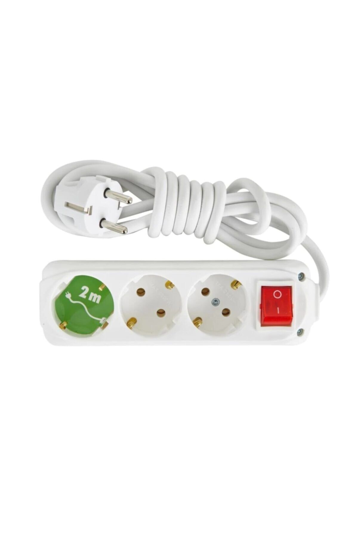 Almera 3lü 2 Metre Topraklı Anahtarlı Priz
