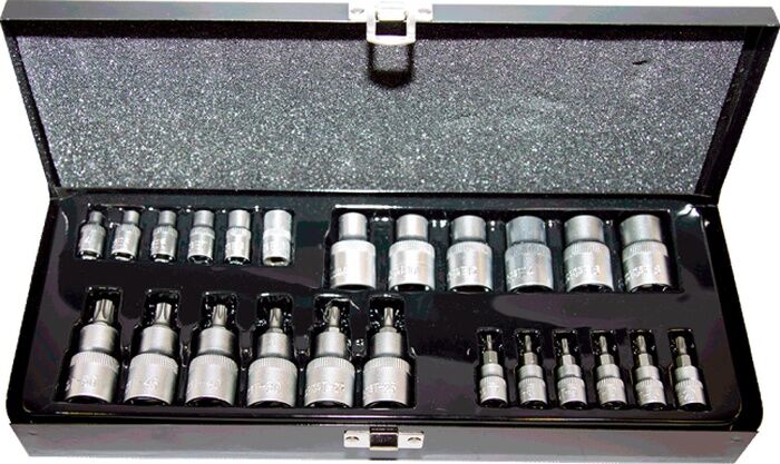 NT Tools NCSET1412E 25Prç. 1/4''ve1/2''CR-V Torx ve E Tipi Torx Lokma Seti