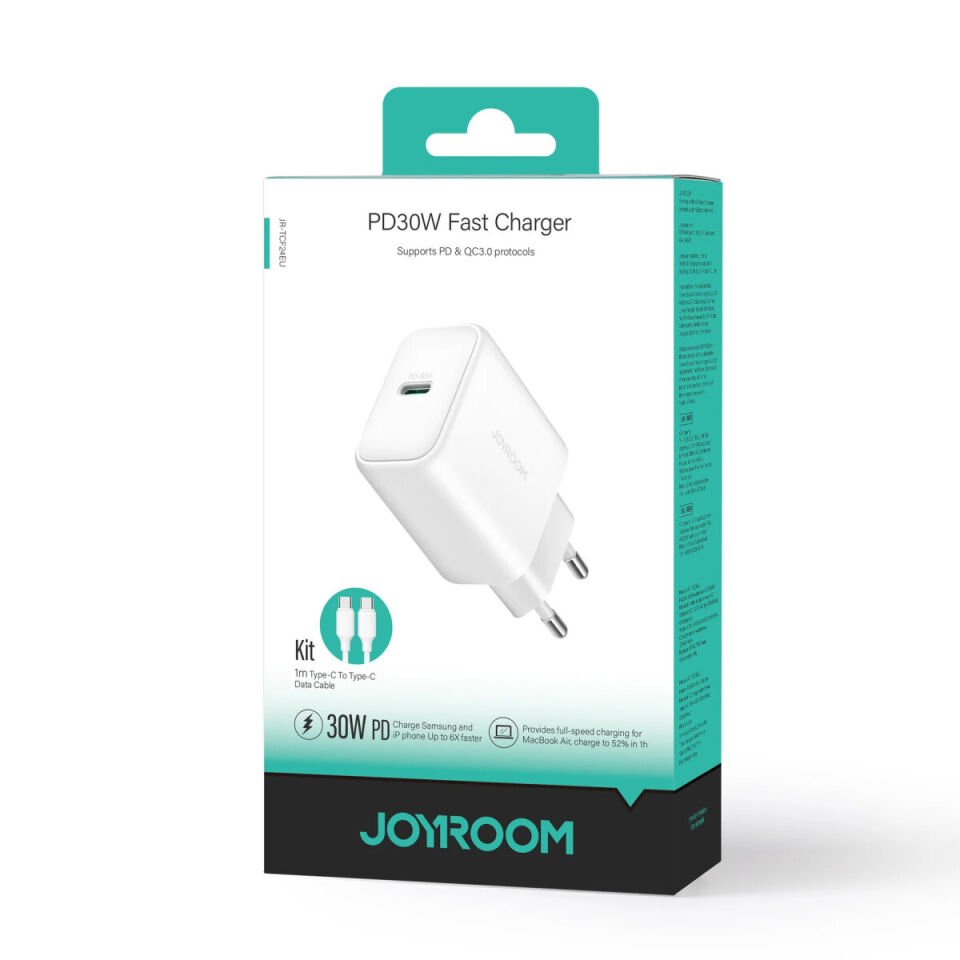 JOYROOM JR-TCF24 PD 30W Hızlı Şarj Cihazı + USB-C – USB-C Kablo (1 m)
