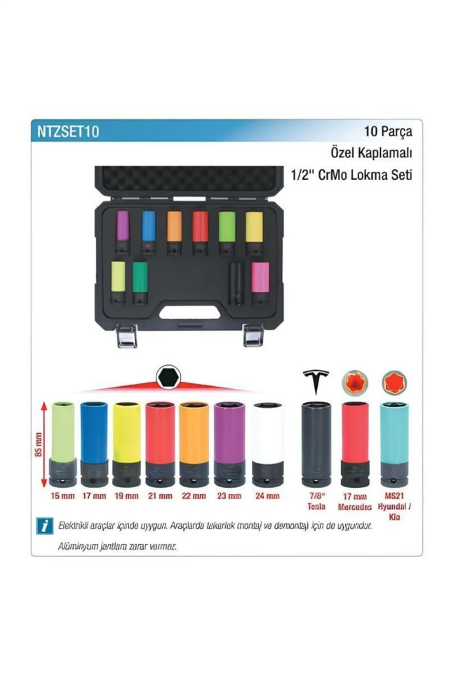 Nt Tools Özel Kaplamalı Bijon Lokma Seti 10 Parça 1/2'' Ntzset10