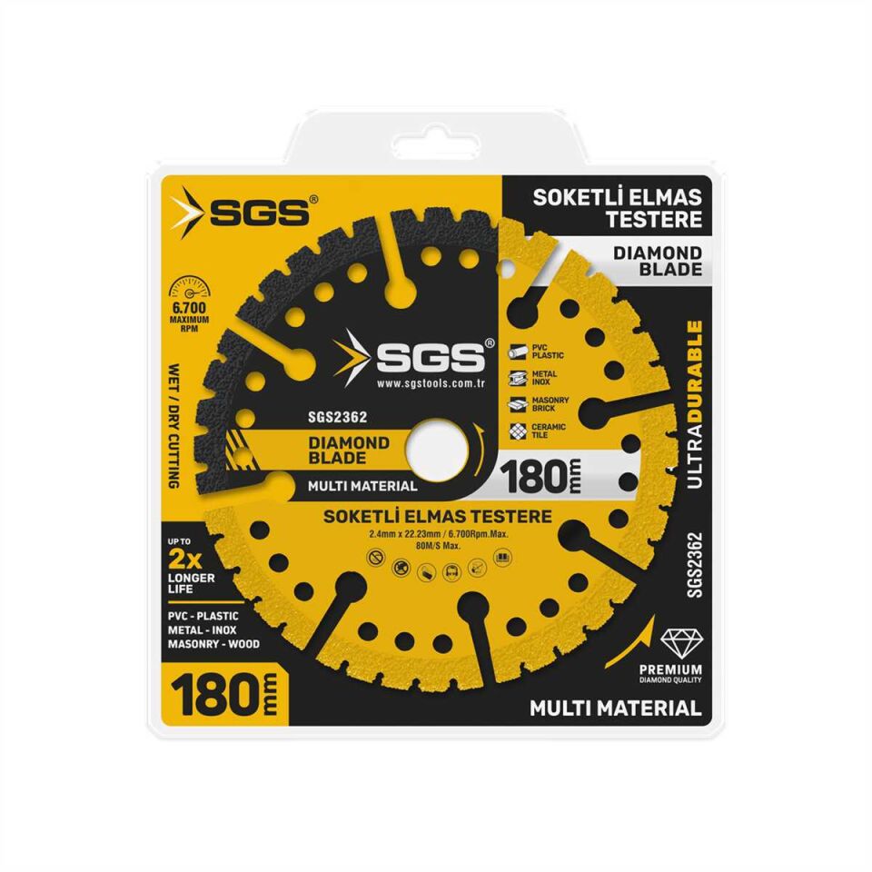 SGS Çok Amaçlı Multi-Material Elmas Kesme Diski 180 mm  SGS2362