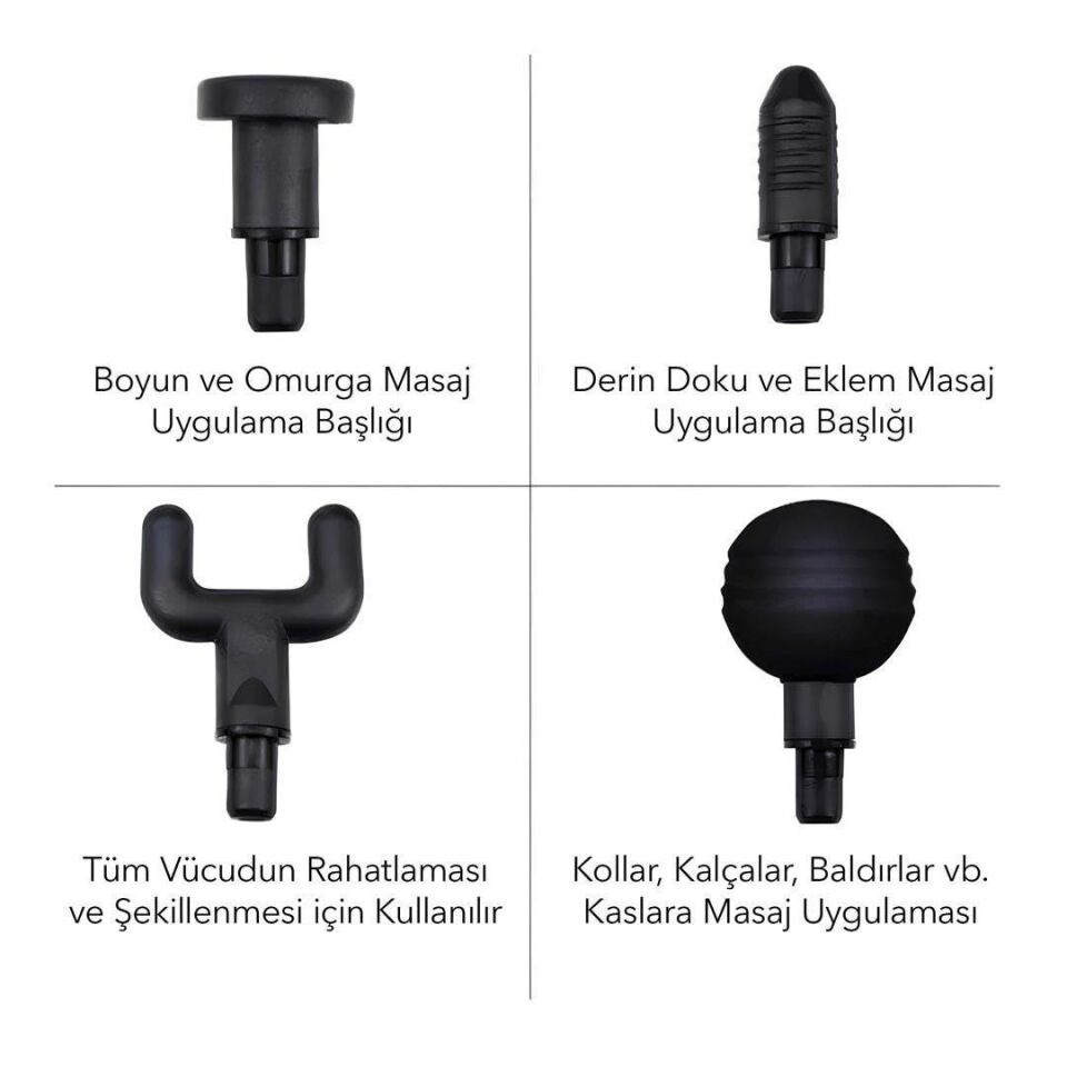 Avec AV-1002 Uzun Kollu Şarjlı Masaj Aleti 4 Başlıklı