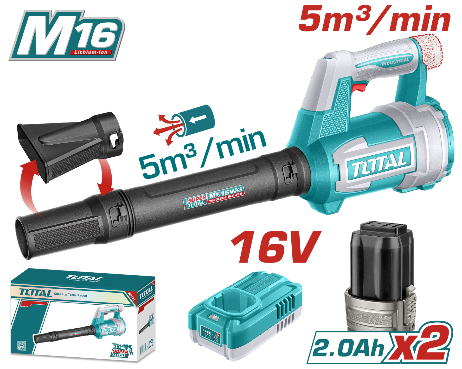 Total TABLI168082E Li-Ion Çift Akülü 16V Hava Üfleme Makinesi