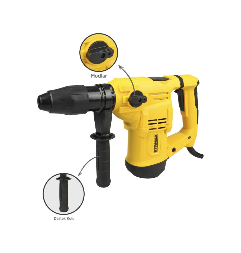 Rtrmax RTM240 Elektropnömatik Sds Max Kırıcı ve Delici 1500 W 9.0 Jul 40 mm