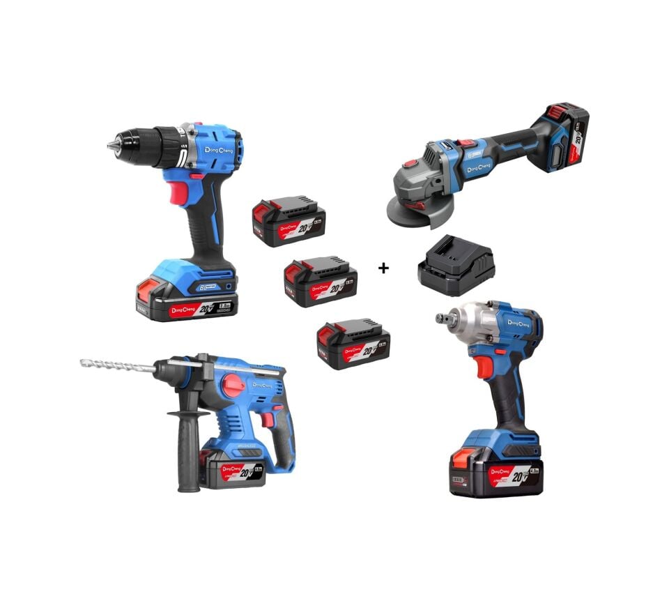 DONG CHENG AKÜLÜ 4 LÜ SET KIRICI+VİDALAMA+SOMUN SÖKME+TAŞLAMA DCKIT35EM