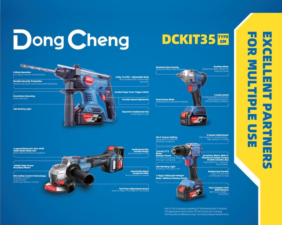 DONG CHENG AKÜLÜ 4 LÜ SET KIRICI+VİDALAMA+SOMUN SÖKME+TAŞLAMA DCKIT35EM