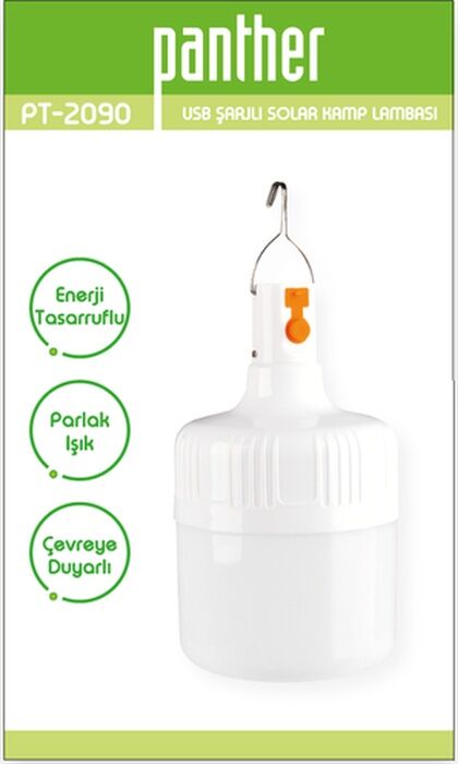 PANTHER USB ŞARZLI SOLAR KAMP LAMBASI PT-2090