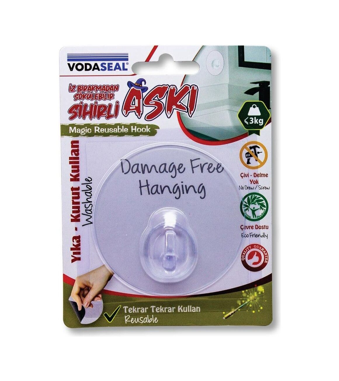 VODASEAL İZ BIRAKMADAN SÖKÜLEBİLİR YUVARLAK ASKI
