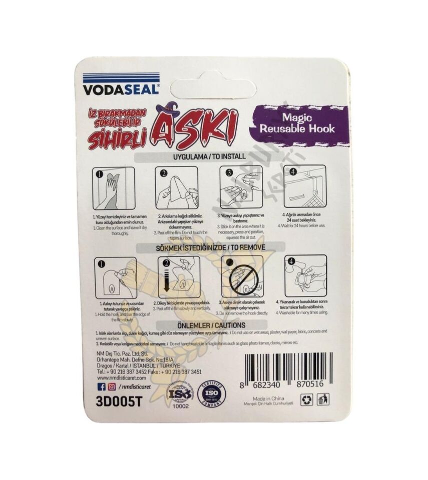VODASEAL İZ BIRAKMADAN SÖKÜLEBİLİR YUVARLAK ASKI