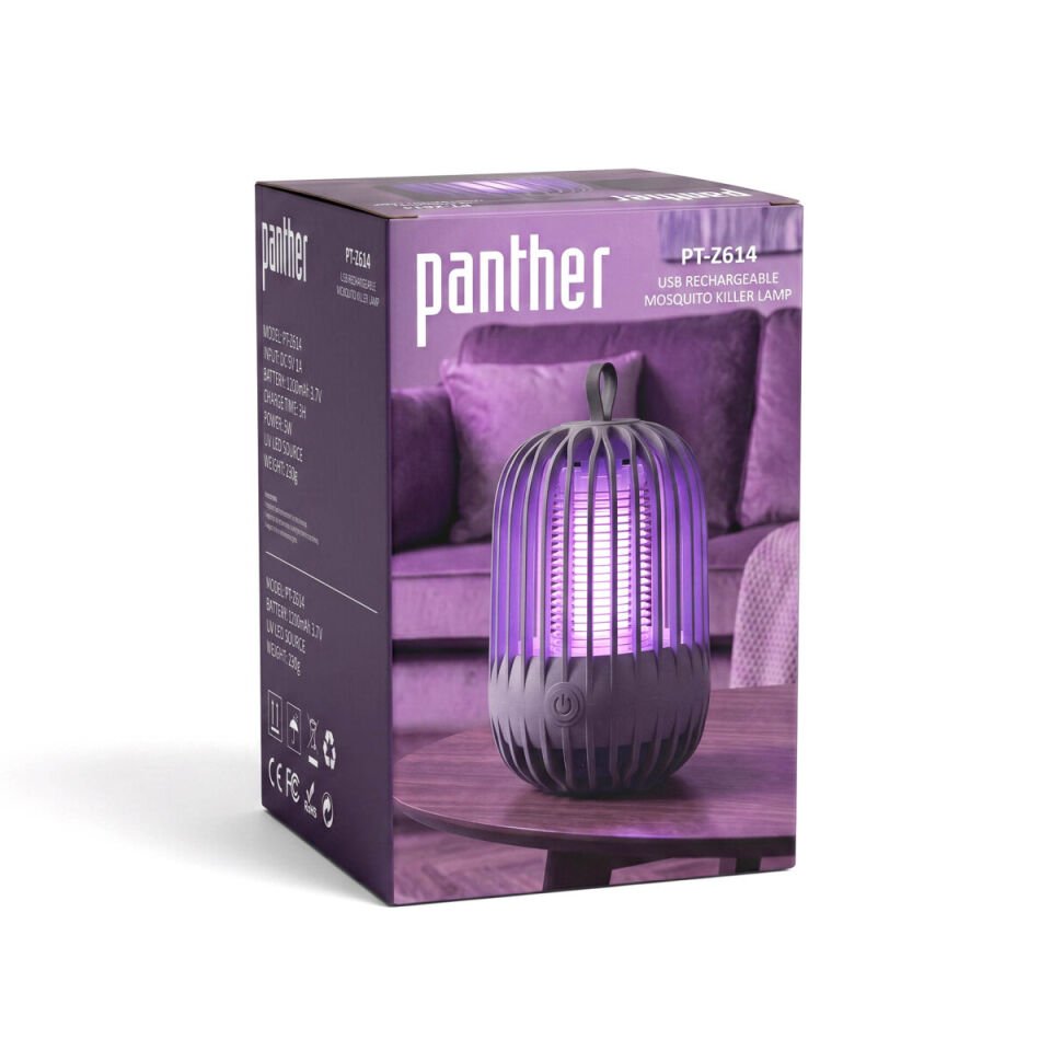 Panther Pt-z614 Usb Şarjlı Sinek Öldürücü Lamba - 2 Renkli Uv Işıklı Sinek Kovucu Gece Lambası