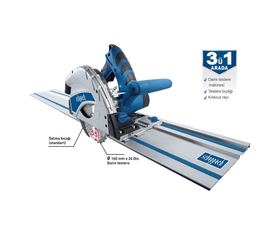 Scheppach PL55 1200 W 160 MM Dalma Tip Daire Testere + Kılavuz Rayı