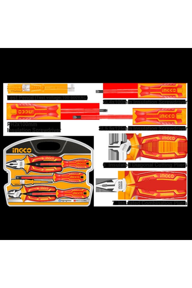 İNGCO ENDÜSTRİYEL YALITIMLI EL ALETİ SETİ 6 LI HKIST3061