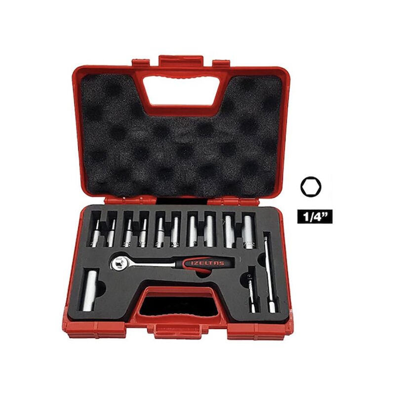 İzeltaş 1107 1/4'' Derin Lokma Anahtar Takımı 14 Parça - 1107006014