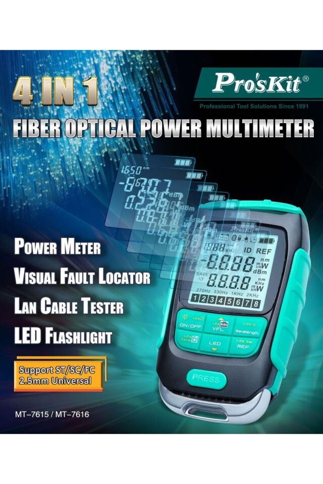 MT-7616 Fiber Optik Power Multimetre4 in 1 4 in 1, 30mW Output Self Calibration